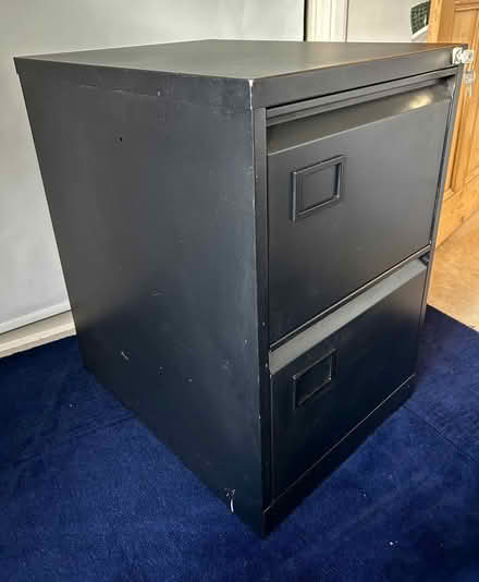 Photo of free Black 2 drawer filing cabinet with 2 jeys (Widmer End HP15) #3