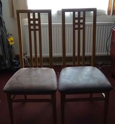 Photo of free 2 x Wood Dining Chairs Padded seats (S8 Lowedges) #1