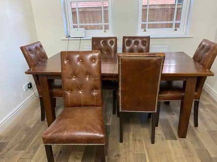 Photo of free 6ft extendable solid wood dining table & 6 leather chairs (Frogmore GU17) #2