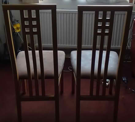 Photo of free 2 x Wood Dining Chairs Padded seats (S8 Lowedges) #3