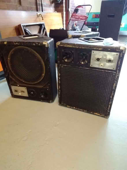 Photo of free Guitar speaker and 3 wedge monitors. (Burncross S35) #1