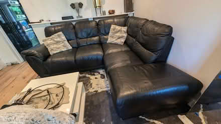 Photo of free Black leather corner sofa (GU17) #1