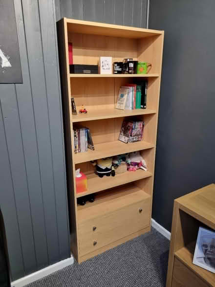 Photo of free Oak veneer shelving unit (Wortley LS12) #1