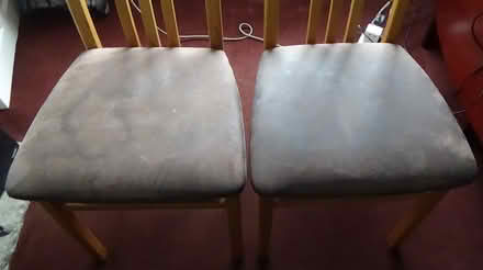 Photo of free 2 x Wood Dining Chairs Padded seats (S8 Lowedges) #2