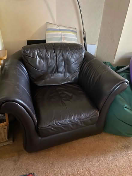 Photo of free Brown Leather sofa & chair (Keynsham) #2