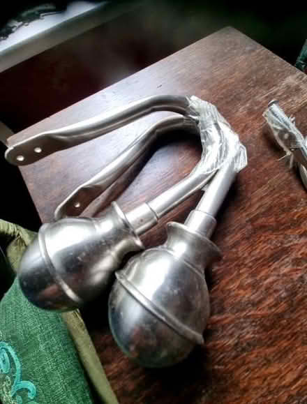 Photo of free Pair of curtain retainers, brushed chrome finish (Central Lancaster LA1) #1