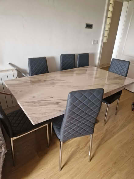 Photo of free Marble effect dining table and 6 chairs (Central Preston PR1) #3