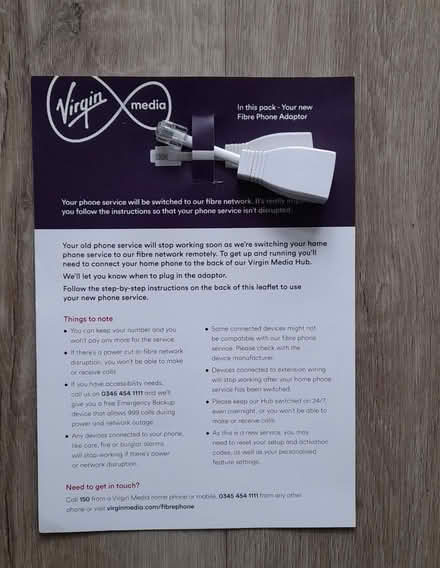Photo of free Virgin media fibre phone adaptor (Dilton Marsh 4DZ) #1