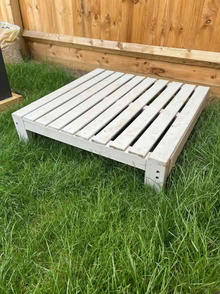 Photo of free Small wooden platform in light blue/grey paint (Maldon Wick CM9) #1