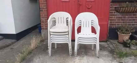 Photo of X2 - 4 Common Style Plastic Garden Chairs (Barons Court W6) #1