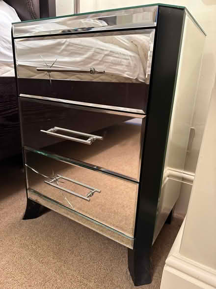 Photo of free Mirrored Glass Bedside Table (Great Braxted CM8) #3