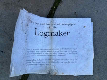 Photo of free Log-maker - from old newspapers (Hitchin Herts) #2