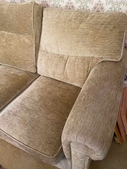 Photo of free Pale mustard chenille sofa bed (Stretton, alfreton) #4