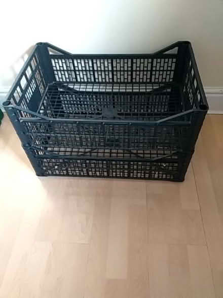 Photo of free 2 x large plastic baskets stackable (Thornton Heath CR7) #1