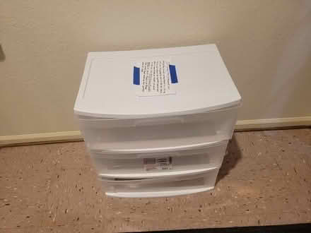 Photo of free 3 drawer plastic storage bin #1