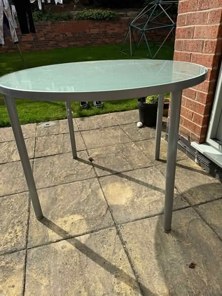 Photo of free 100 cm diameter glass garden table (Duffield, DE56) #2