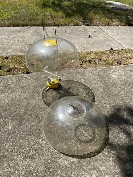 Photo of free Bird seed feeder, hook, rain guards (Piney Orchard) #3