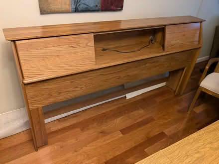 Photo of free Cal King oak bookcase headboard (Petaluma West Side) #1