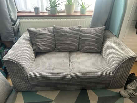 Photo of free 2 seater grey chorded sofa (LE3) #1