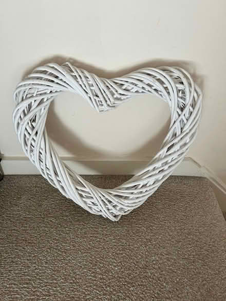 Photo of free White wicker heart wall art (Peacehaven) #1