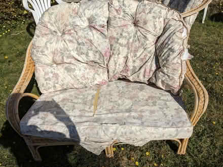 Photo of free Cane garden chairs + table (Gunton NR32) #1