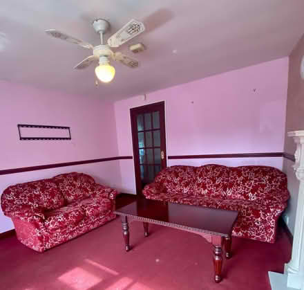 Photo of free 3 seater sofa and 2 seater sofa plus mahogany coffee table. (Morecambe LA4) #1