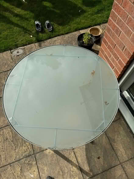 Photo of free 100 cm diameter glass garden table (Duffield, DE56) #1