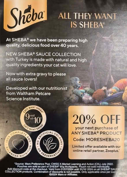 Photo of free Sheba cat food promo code (Kidlington OX5) #1