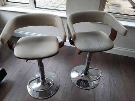 Photo of free Two Cream leather kitchen stools (Delgany) #1