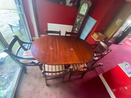 Photo of free Extendable mahogany dining table and 6 chairs. (Morecambe LA4) #1