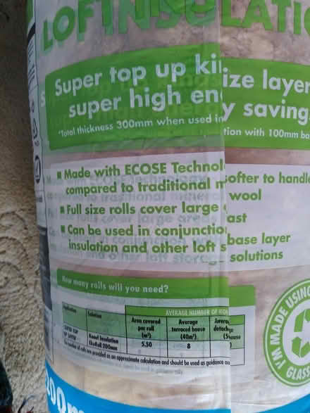 Photo of free Unopened loft insulation 200mm (billericay CM12) #2