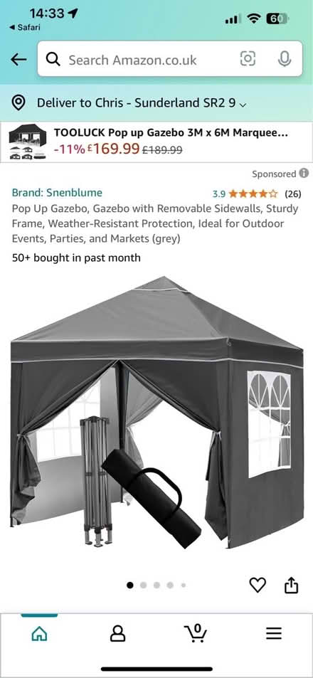 Photo of free Pop up gazebo with sides in bag (Grangetown, Sunderland) #2