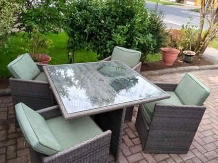 Photo of free Rattan square table chairs stools (Norbiton KT3) #1
