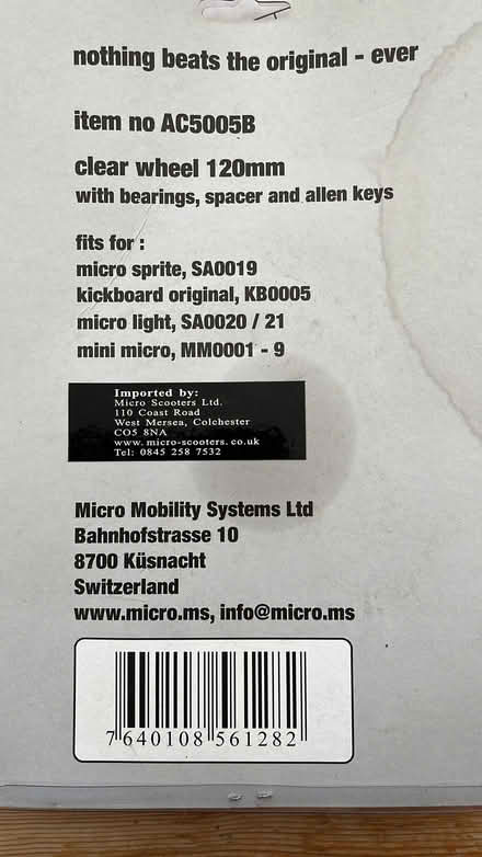 Photo of free Micro scooter spare wheel (Norbiton KT1) #2