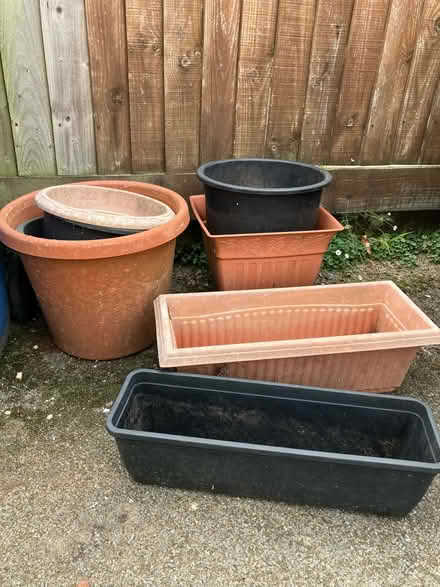 Photo of free Large plastic pots & troughs (Parkstone, Poole. BH14.) #1