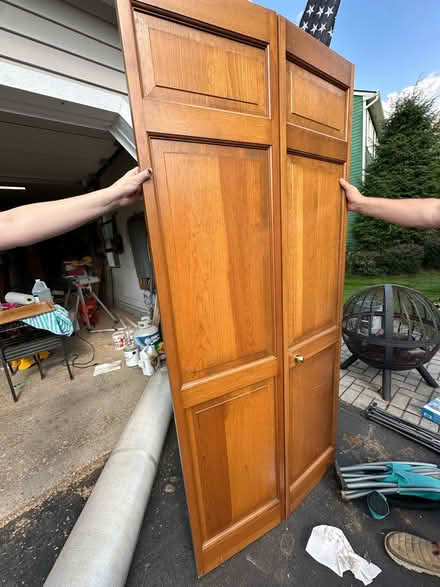 Photo of free Folding closet doors, solid wood (Liverpool) #2