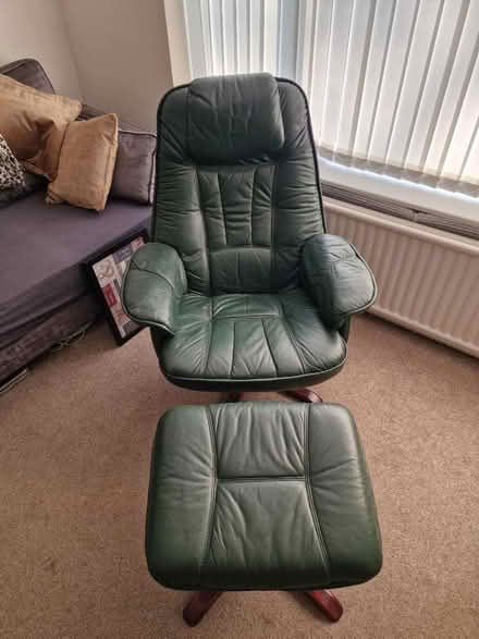 Photo of free Leather Recliner and footstool (Cherry Willingham) #1