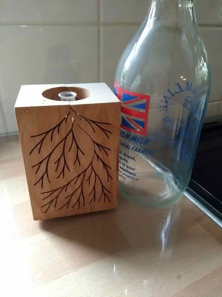 Photo of free vase - carved wooden block with small glass insert (Oxford-Freegle CGA OX2) #1