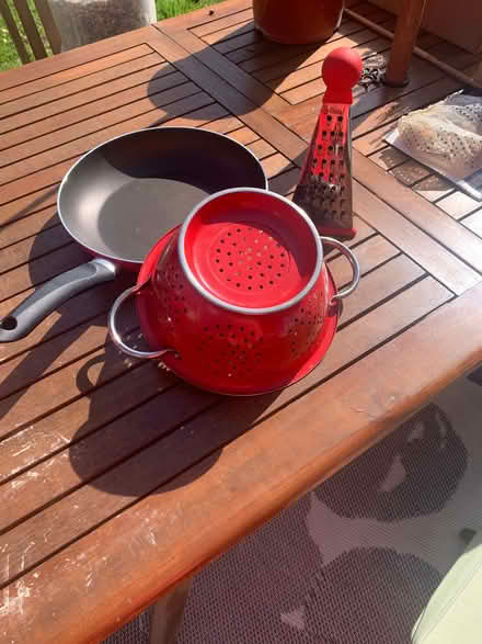 Photo of free Red kitchen accessories/frying pan (Cummersdale CA2) #1