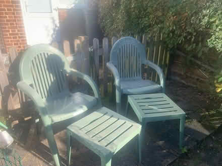 Photo of free 1xGarden chair, 2 x table/footstool (HA6, Northwood) #2