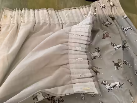 Photo of free Pair of large curtains - dog pattern (Loughborough LE11) #1