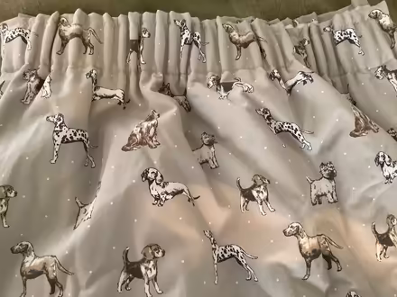 Photo of free Pair of large curtains - dog pattern (Loughborough LE11) #2