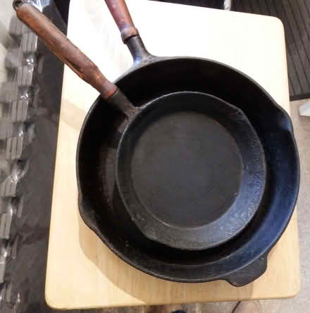 Photo of free 2 x Heavy Cast Iron Frying Pans. (Vale LA1) #1
