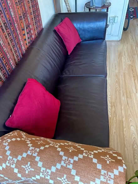Photo of free Brown Leather Sofa - 3 Seater (Clapham Junction SW11) #3