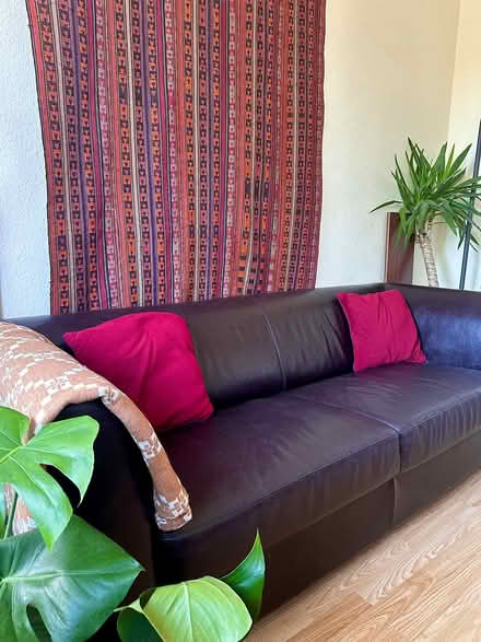 Photo of free Brown Leather Sofa - 3 Seater (Clapham Junction SW11) #2