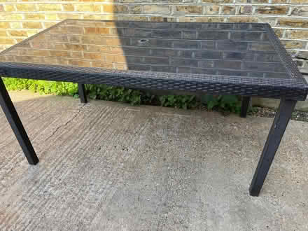 Photo of free Garden table - rattan effect + black glass tabletop (Teddington TW11) #1