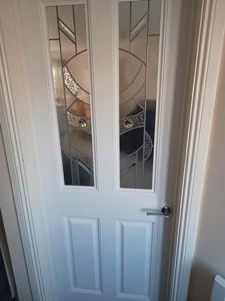 Photo of free UPVC door w. patterned glass panels (Redcar TS10)