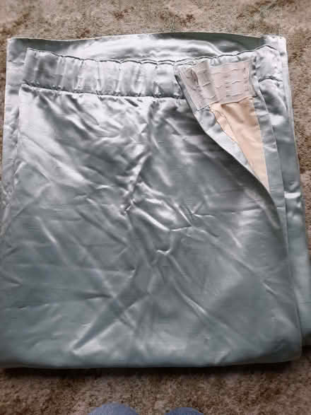 Photo of free Pair light blue green satiny curtains (Northcourt OX14) #1