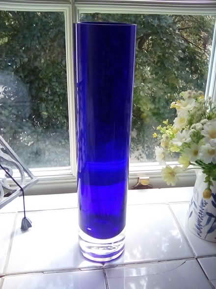 Photo of free tall purple blue glass vase (Shepherds Bush W12) #1