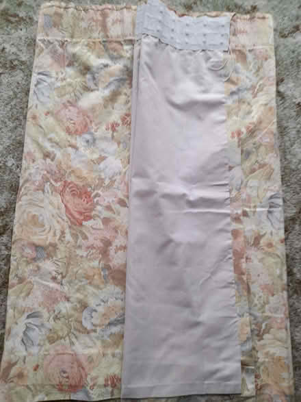 Photo of free Pair of rose pattern lined curtains (Northcourt OX14) #1